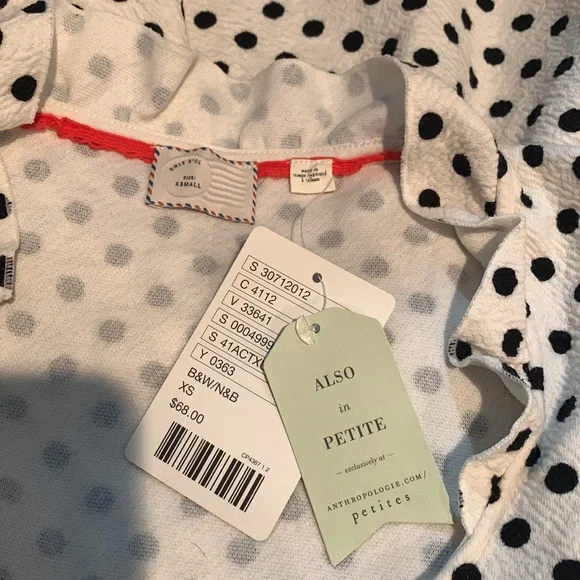 Anthropologie New with Tags Postmark Polka Dot Peplum Top - Picture 6 of 6